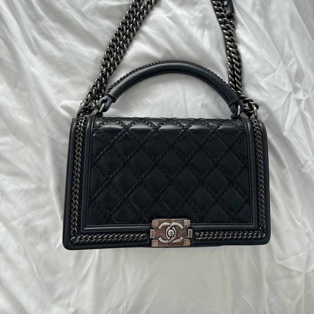 Chanel top handle boy bag size medium